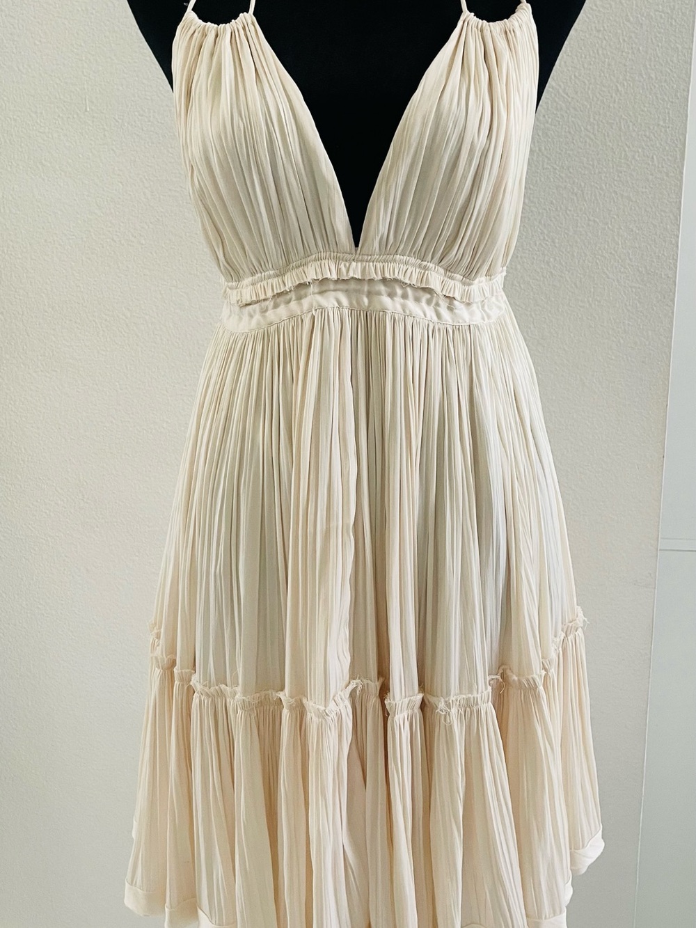 Free People Strapless Pleated Cream Sundress